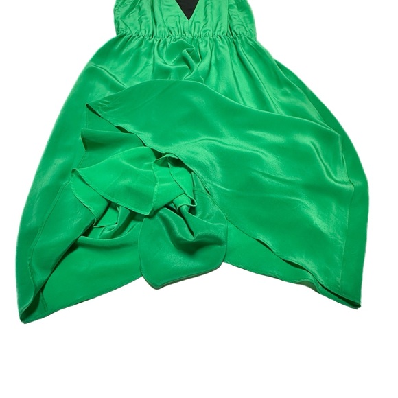 Country Road Australia 100% Silk Vibrant Green Apron Neck Midi Swing Sun Dress - Picture 4 of 10